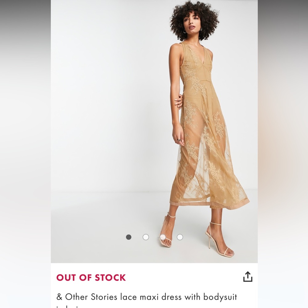 & Other Stories lace maxi dress with bodysuit in beige